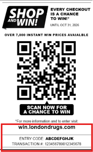 Receipt showing Entry Code and Receipt Number near the QR code